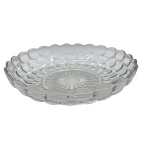 Vintage Clear Glass Candy Dish Bowl Thumbprint Hobnail Scalloped Edge 8.75"‎